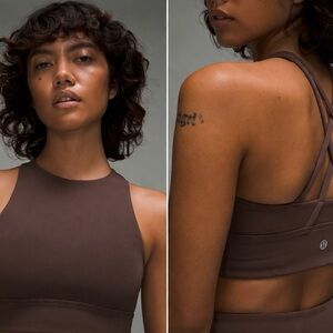 🤎 Lululemon Energy High-Neck Longline Bra *Tough NWT Size 8 Dark Oxide